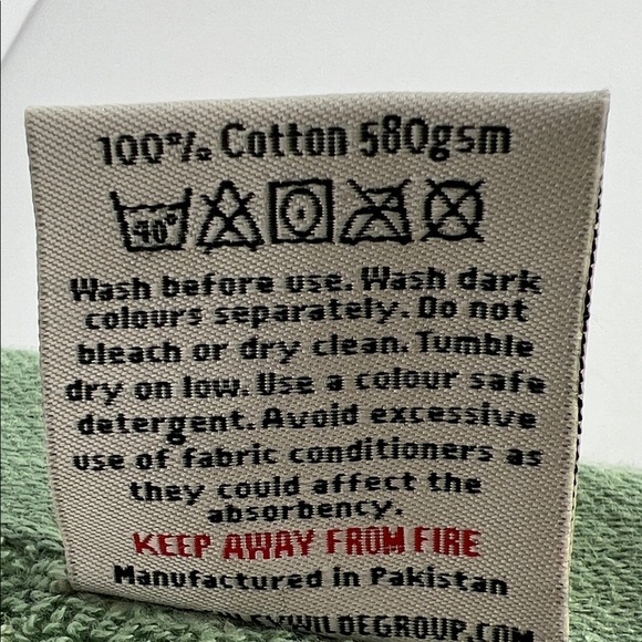 William Morris Bath Towel Set 2 Pc Sage Green Foliage Print Cotton 30 x 54 NEW - Picture 7 of 8